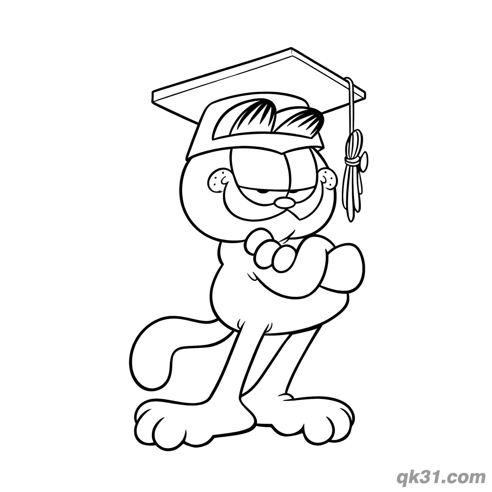 免费 加菲猫毕业简笔画涂色页 简笔画涂色页