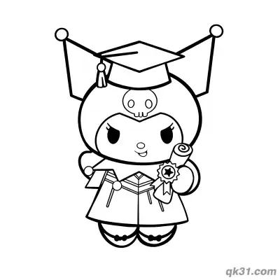 库洛米毕业简笔画涂色页 – 免费可打印简笔画涂色画