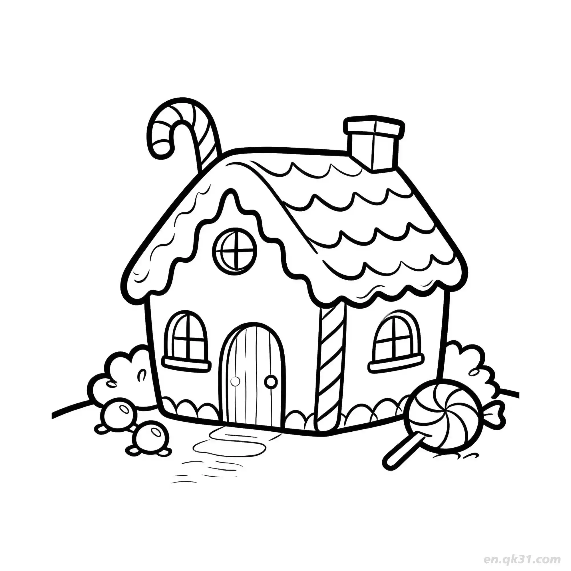 免费 汉塞尔和格蕾特小屋 简笔画 素描 涂鸦 - 免费可打印 房子简笔画 下载PDF 简笔画涂色页