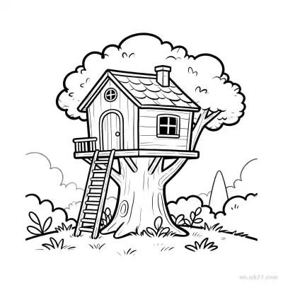 树屋 简笔画 素描 涂鸦 - 免费可打印 房子简笔画 下载PDF – 免费可打印简笔画涂色画