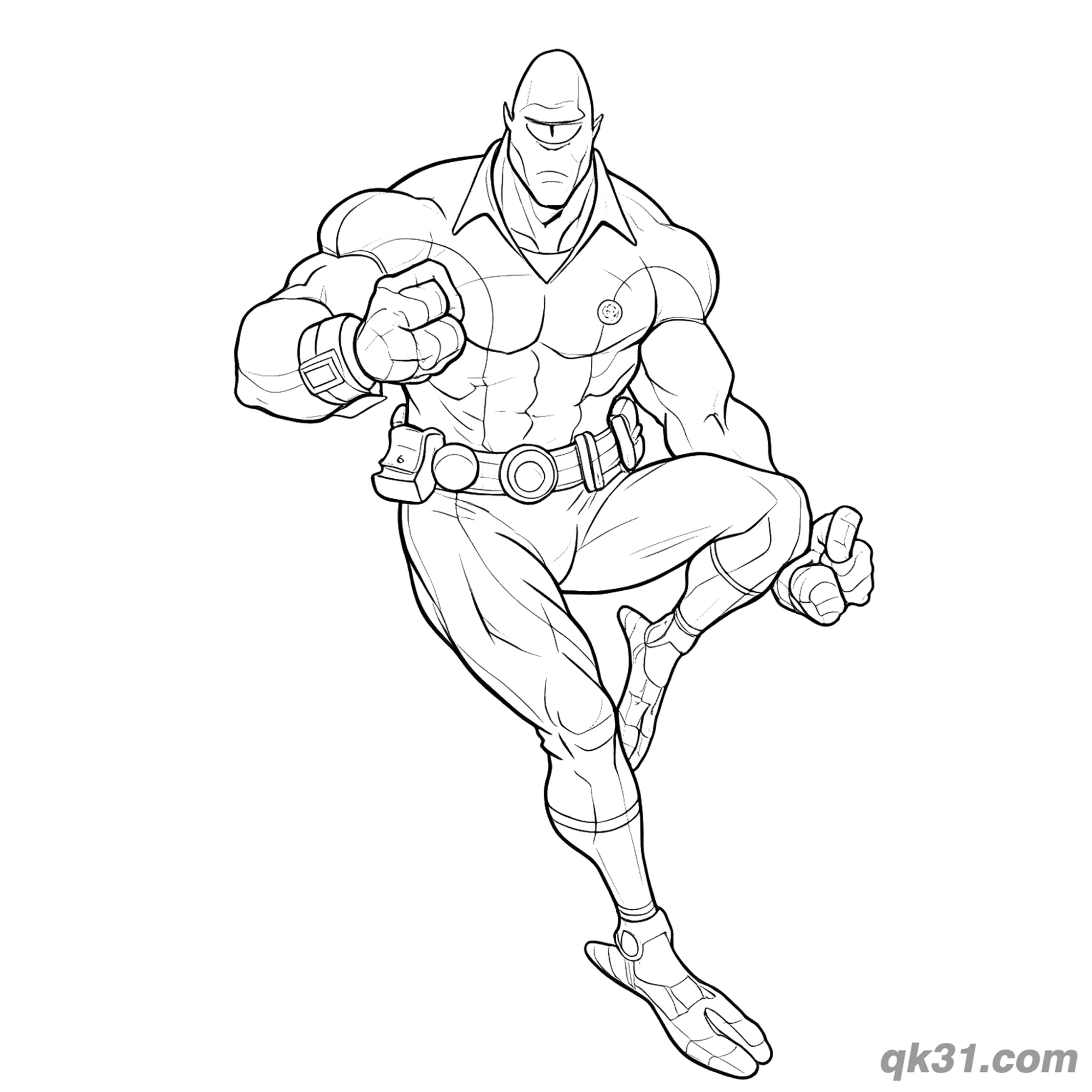 免费 无敌少侠独眼外星人飞踢动作简笔画涂色页 简笔画涂色页