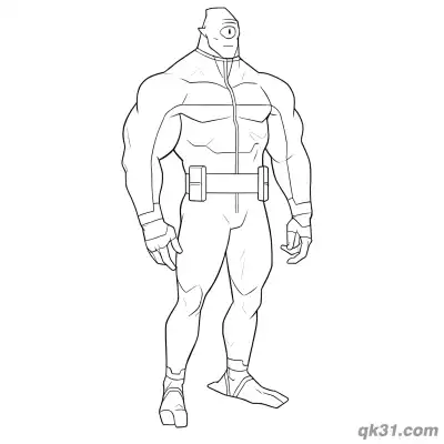 无敌少侠独眼外星人连体服简笔画涂色页 – 免费可打印简笔画涂色画