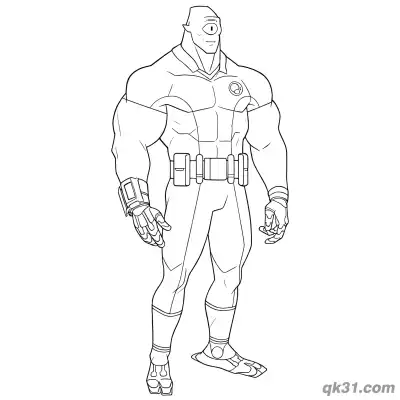 无敌少侠独眼外星人警服站立简笔画涂色页 – 免费可打印简笔画涂色画