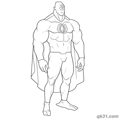 无敌少侠独眼外星人超级英雄披风简笔画涂色页 – 免费可打印简笔画涂色画