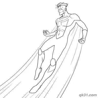 无敌少校马克·格雷森披风极速飞行简笔画涂色页 – 免费可打印简笔画涂色画