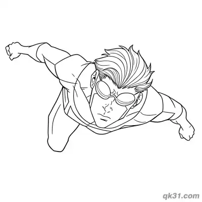 无敌少校马克·格雷森俯冲飞行简笔画涂色页 – 免费可打印简笔画涂色画
