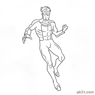 无敌少校马克·格雷森动态飞行简笔画涂色页 – 免费可打印简笔画涂色画