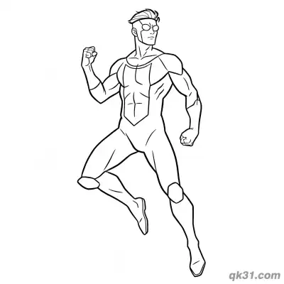 无敌少校马克·格雷森跳跃战斗简笔画涂色页 – 免费可打印简笔画涂色画