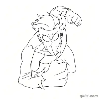无敌少校马克·格雷森愤怒变身简笔画涂色页 – 免费可打印简笔画涂色画