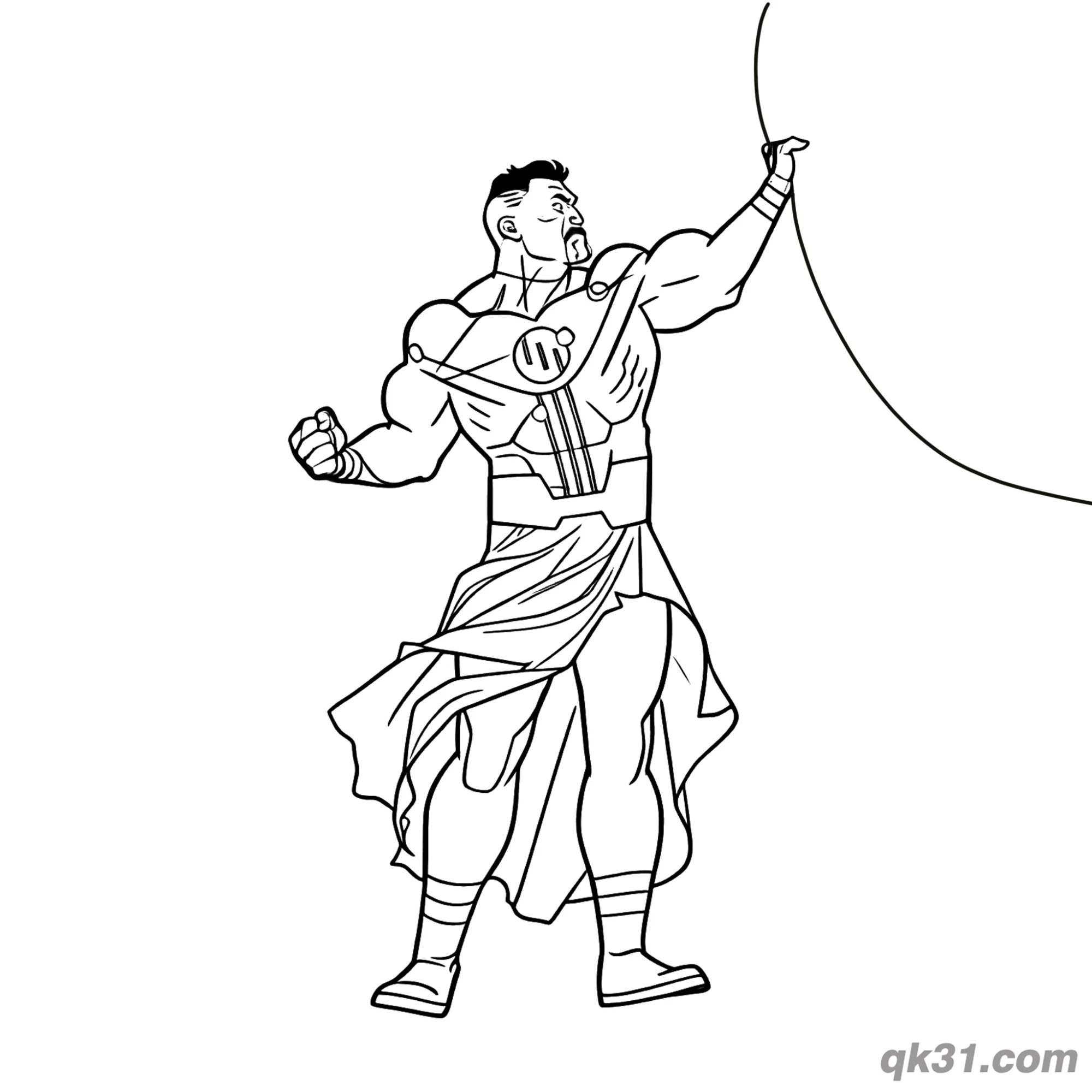 免费 全能人古代服饰持绳简笔画涂色页 简笔画涂色页