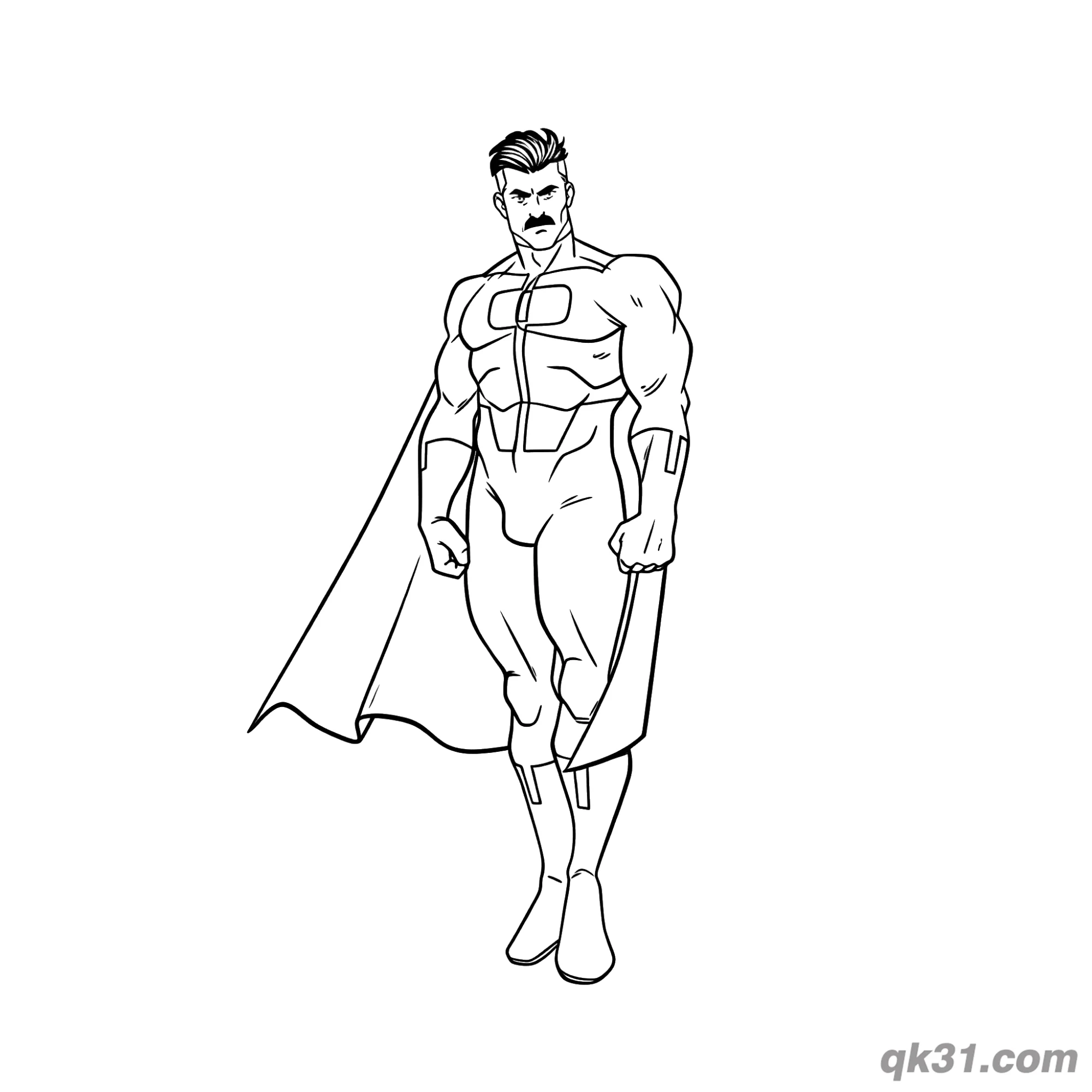 免费 简单全能人全身站立简笔画涂色页 简笔画涂色页