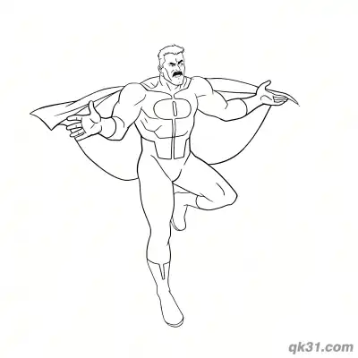 全能人张开双臂演讲姿态无敌少侠简笔画涂色页 – 免费可打印简笔画涂色画