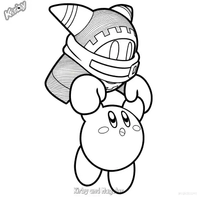 卡比和魔法洛亚 简笔画 素描 涂鸦 - 免费可打印星之卡比 下载PDF – 免费可打印简笔画涂色画