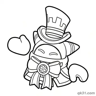 绅士魔法洛亚礼帽领结涂色页 – 免费可打印简笔画涂色画