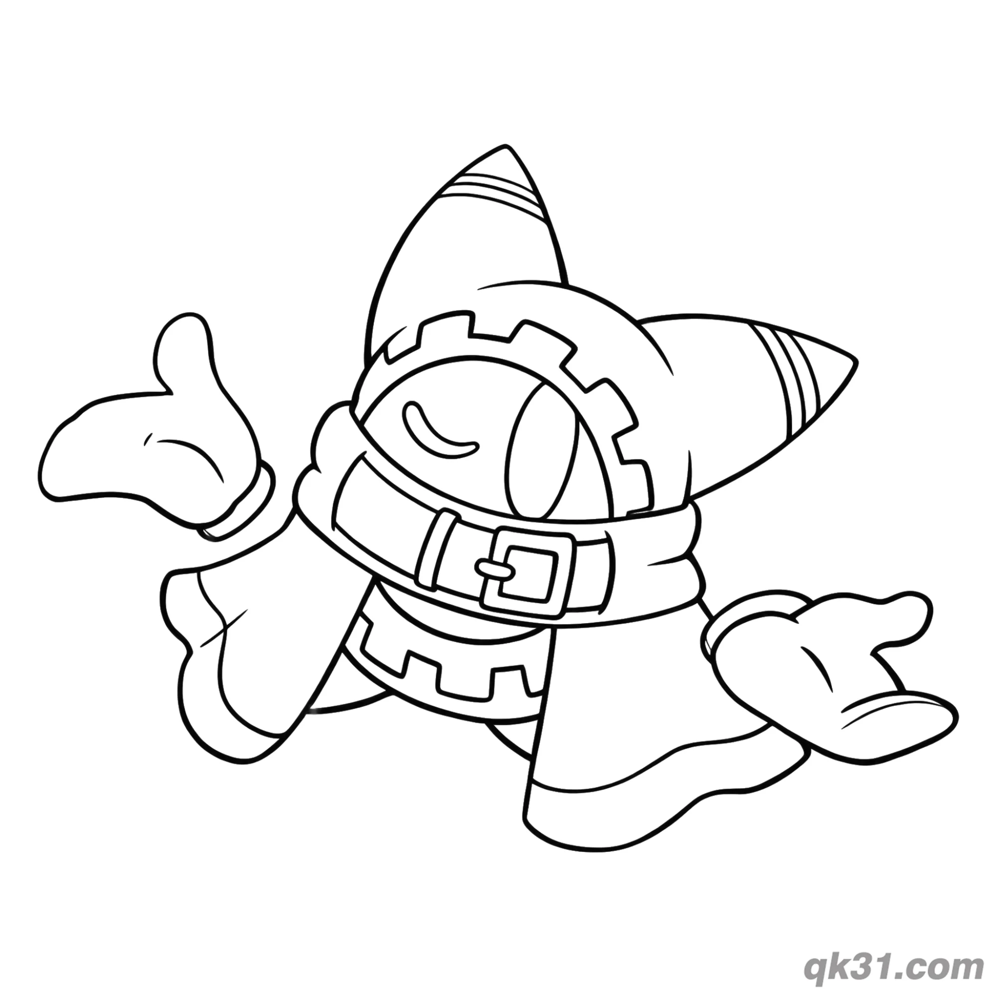 免费 眨眼漂浮魔法洛亚可爱星之卡比涂色页 简笔画涂色页