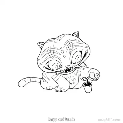 Derpy和Sussie歪头吐舌的坐姿涂色页 – 免费可打印简笔画涂色画