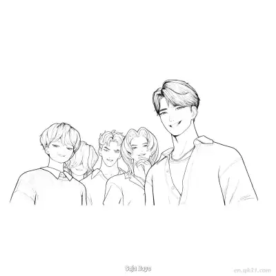 萨贾男孩们 3简笔画 素描 涂鸦 - 免费可打印 K-POP:猎魔女团简笔画 下载PDF – 免费可打印简笔画涂色画