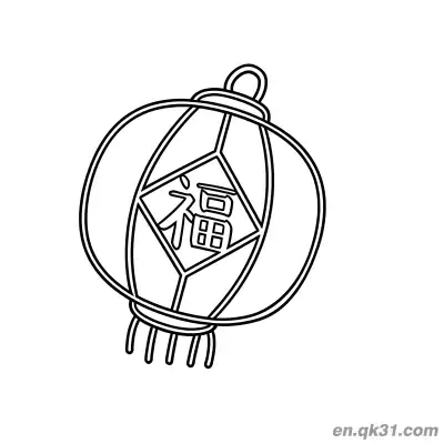 几何图案圆形福字灯笼涂色页 – 免费可打印简笔画涂色画