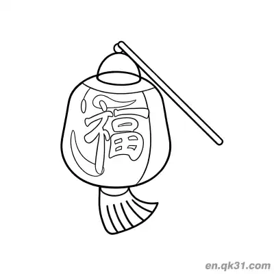手提式福字灯笼涂色页 – 免费可打印简笔画涂色画
