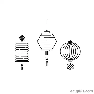三种不同形状灯笼涂色页 – 免费可打印简笔画涂色画