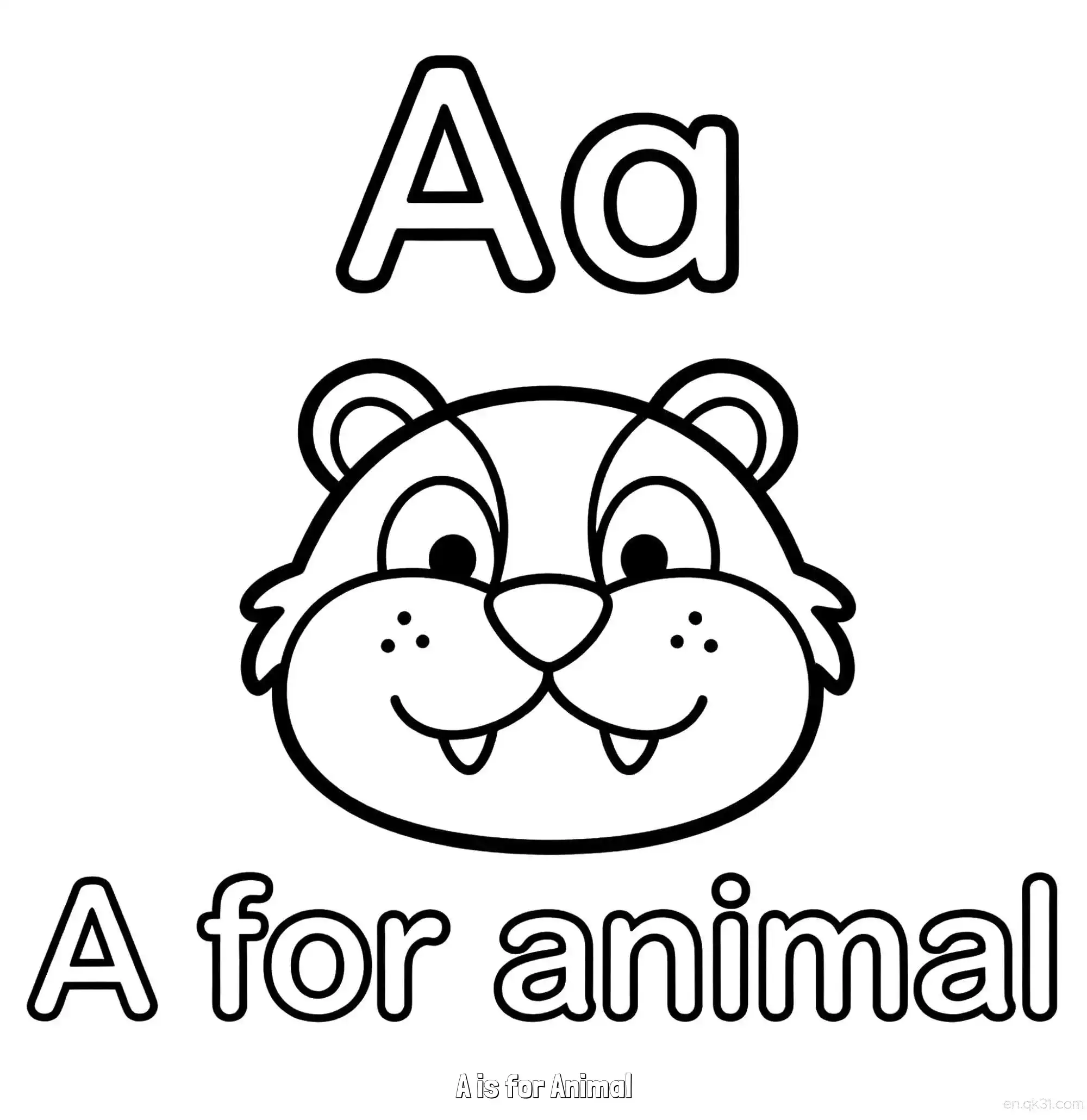 免费 A代表动物 简笔画 素描 涂鸦 - 免费可打印认识英文字母 下载PDF 简笔画涂色页