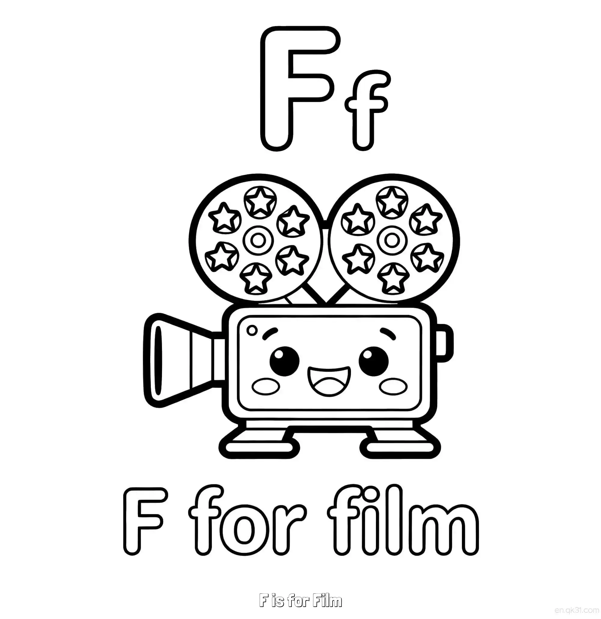 免费 F代表电影 简笔画 素描 涂鸦 - 免费可打印认识英文字母 下载PDF 简笔画涂色页