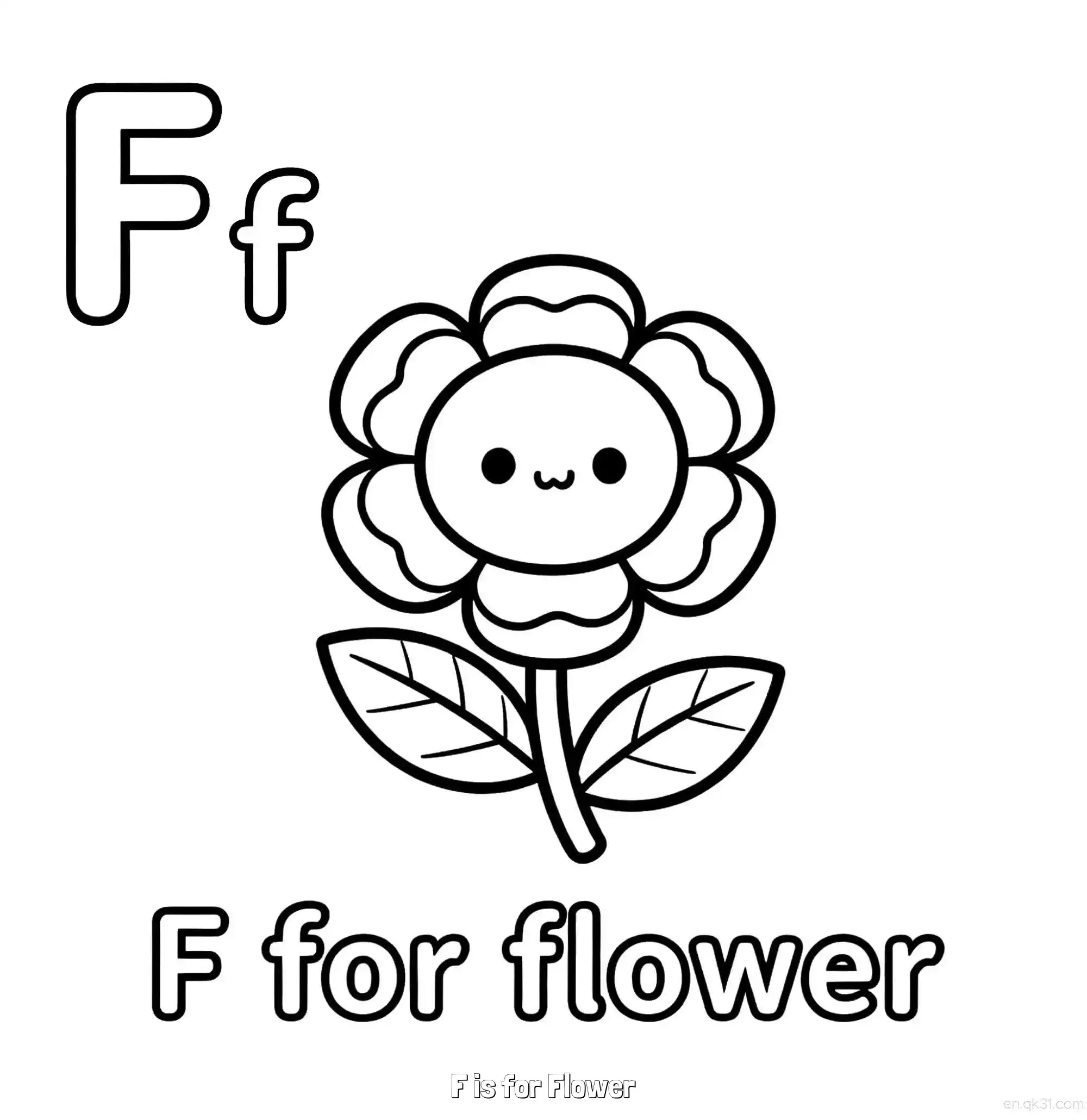 免费 F代表花 简笔画 素描 涂鸦 - 免费可打印认识英文字母 下载PDF 简笔画涂色页