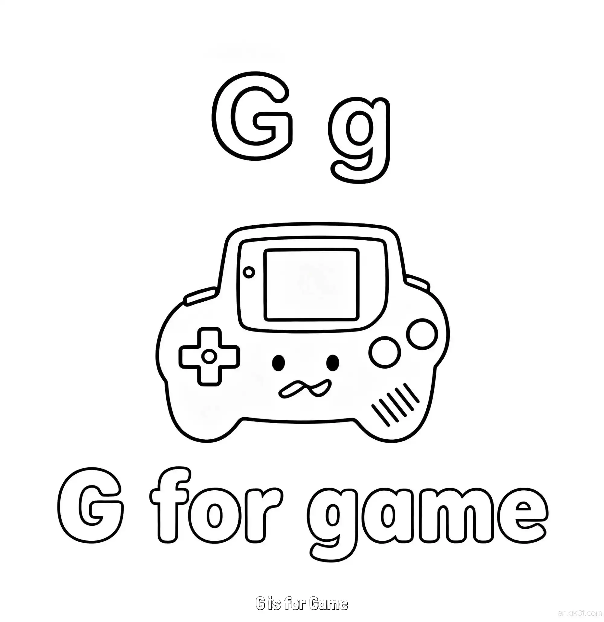 免费 G代表游戏 简笔画 素描 涂鸦 - 免费可打印认识英文字母 下载PDF 简笔画涂色页