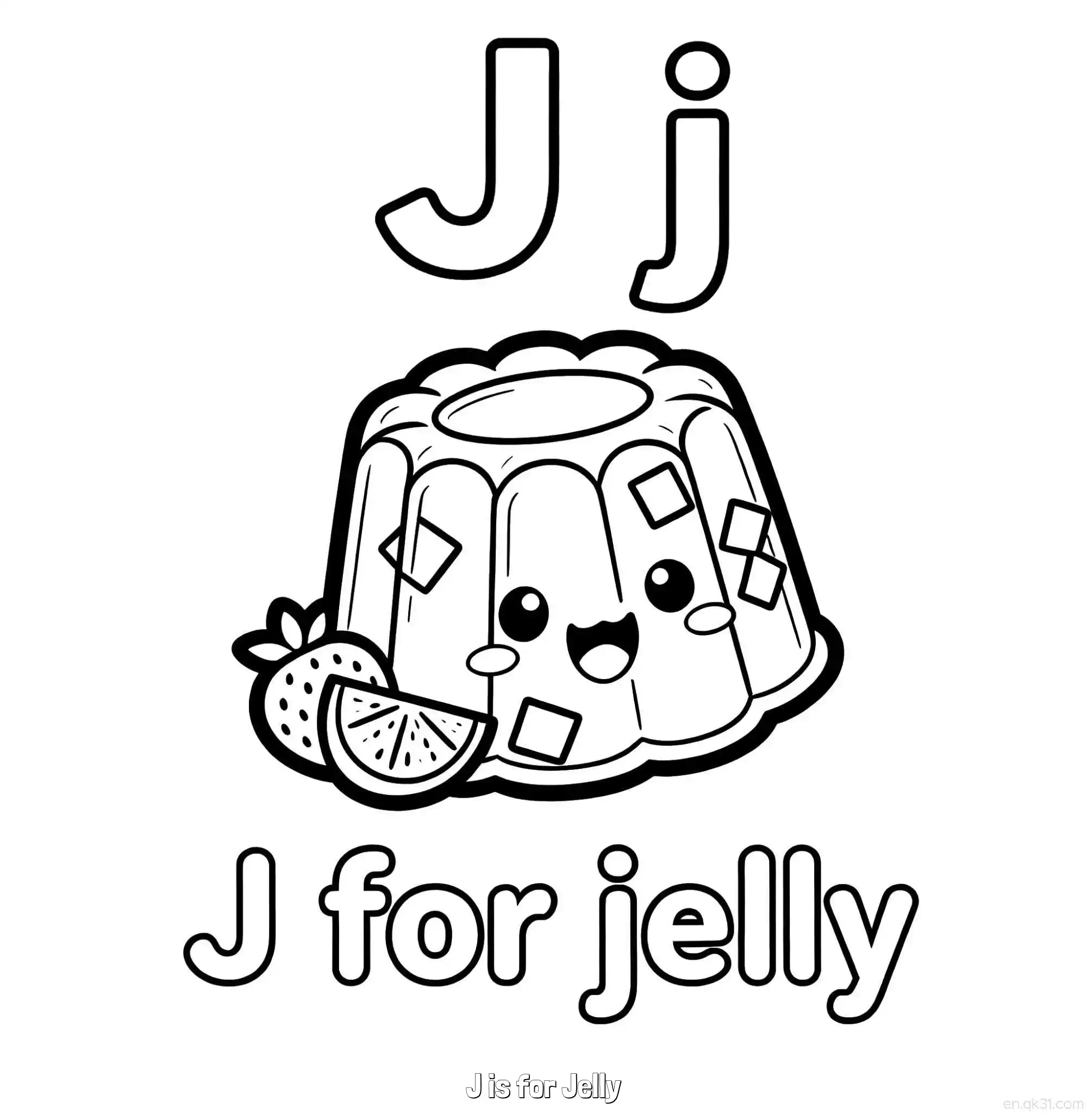免费 J代表果冻 简笔画 素描 涂鸦 - 免费可打印认识英文字母 下载PDF 简笔画涂色页