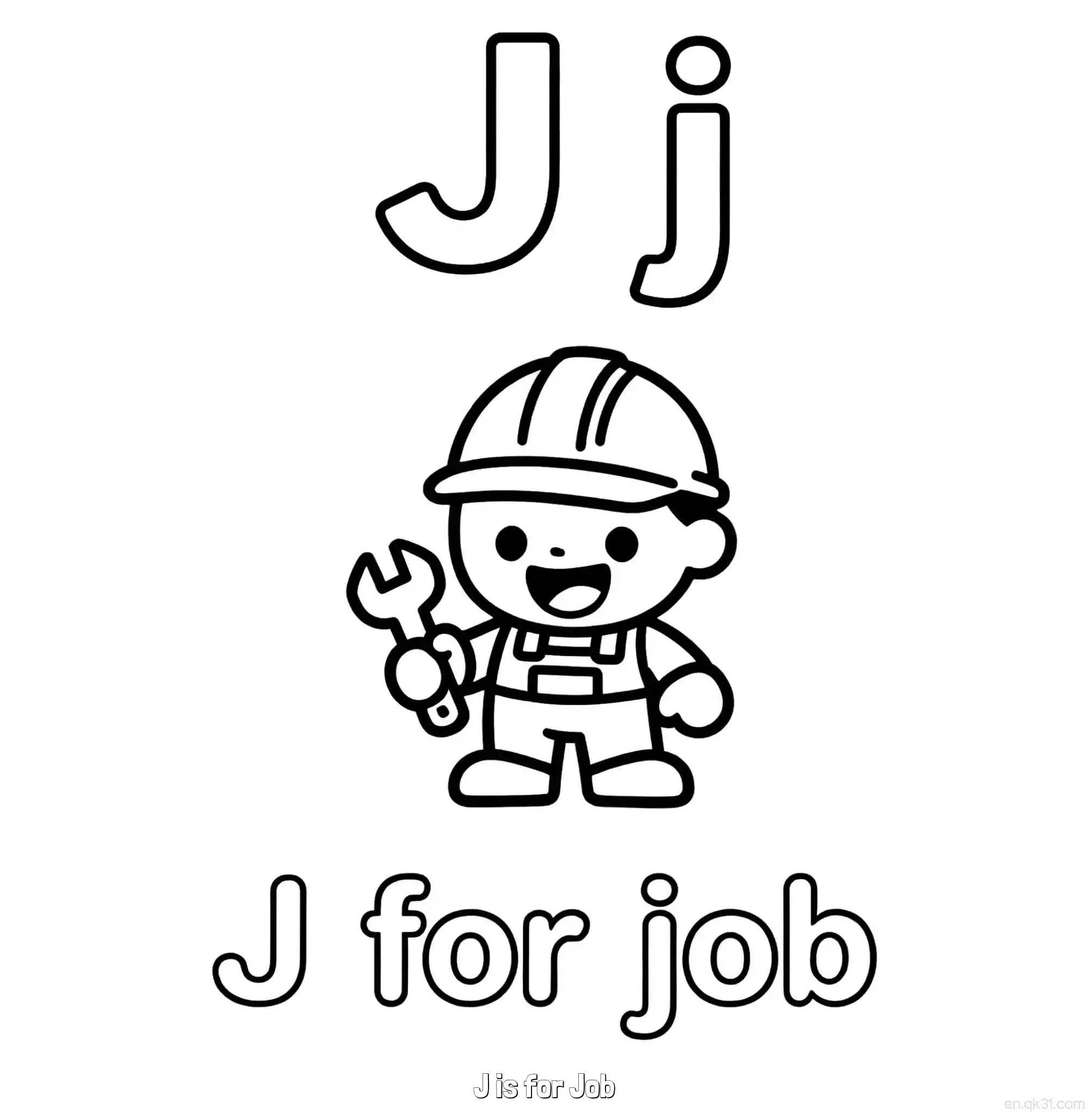 免费 J代表工作 简笔画 素描 涂鸦 - 免费可打印认识英文字母 下载PDF 简笔画涂色页