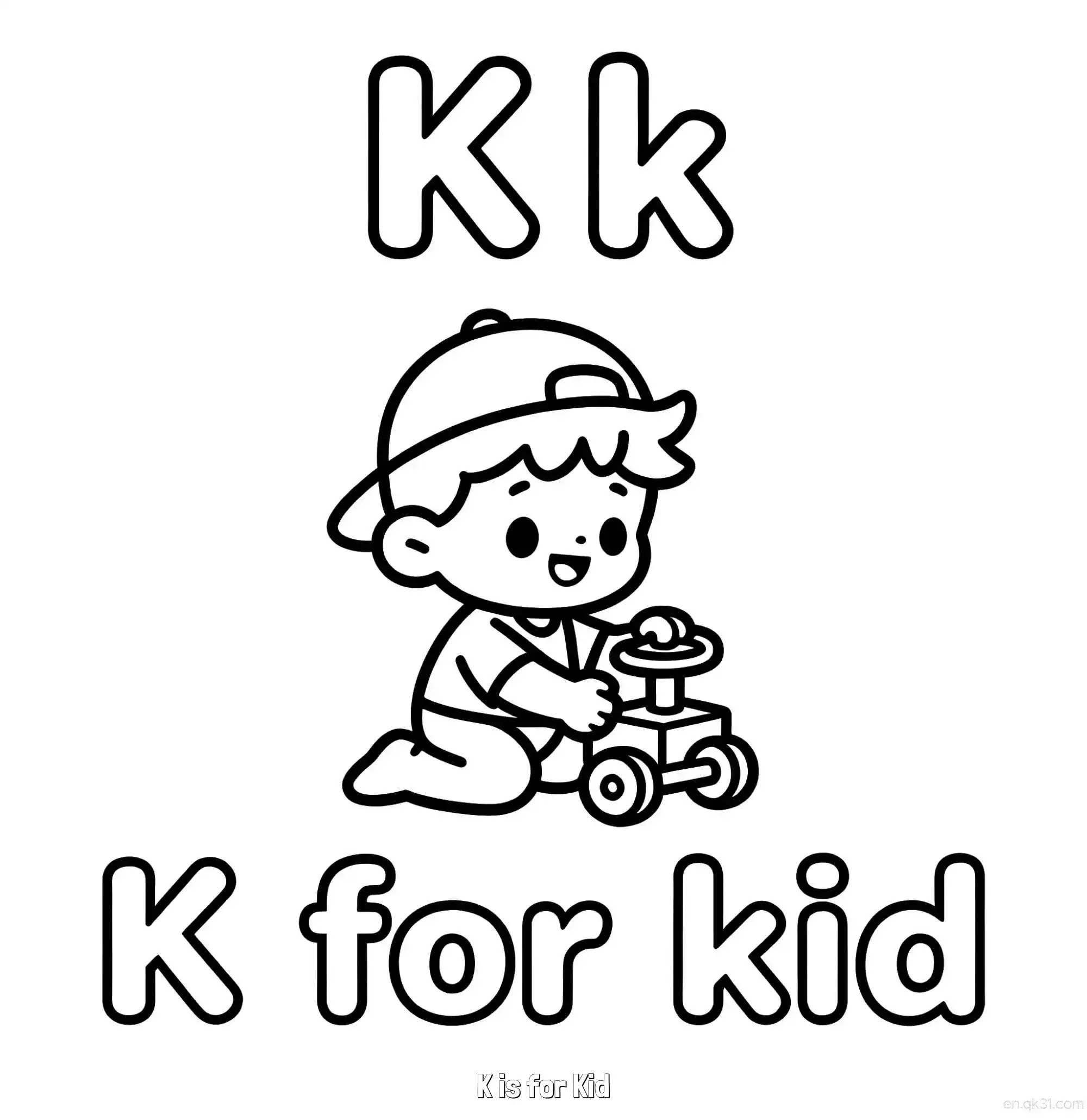 免费 K代表小孩 简笔画 素描 涂鸦 - 免费可打印认识英文字母 下载PDF 简笔画涂色页