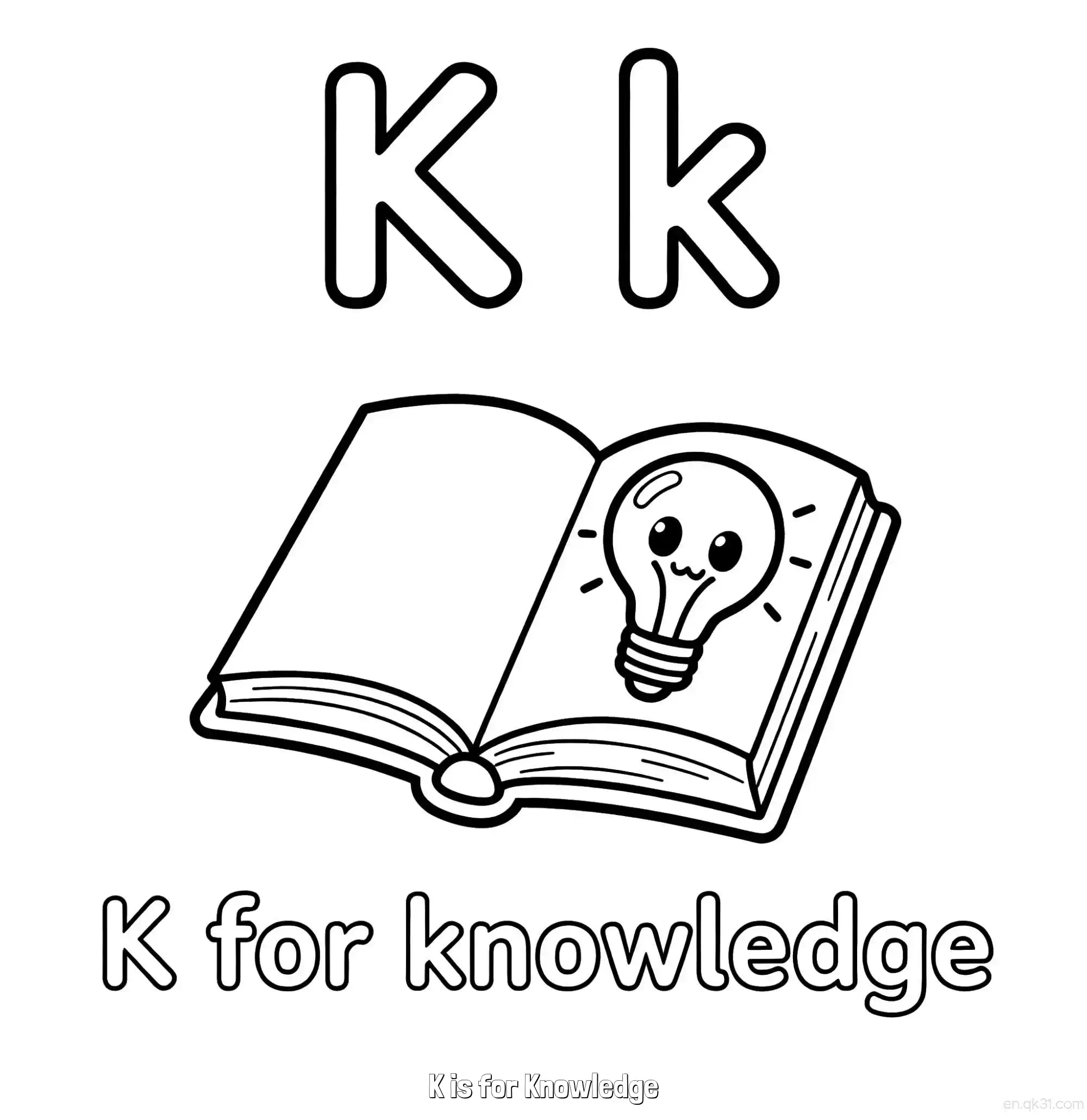 免费 K代表知识 简笔画 素描 涂鸦 - 免费可打印认识英文字母 下载PDF 简笔画涂色页