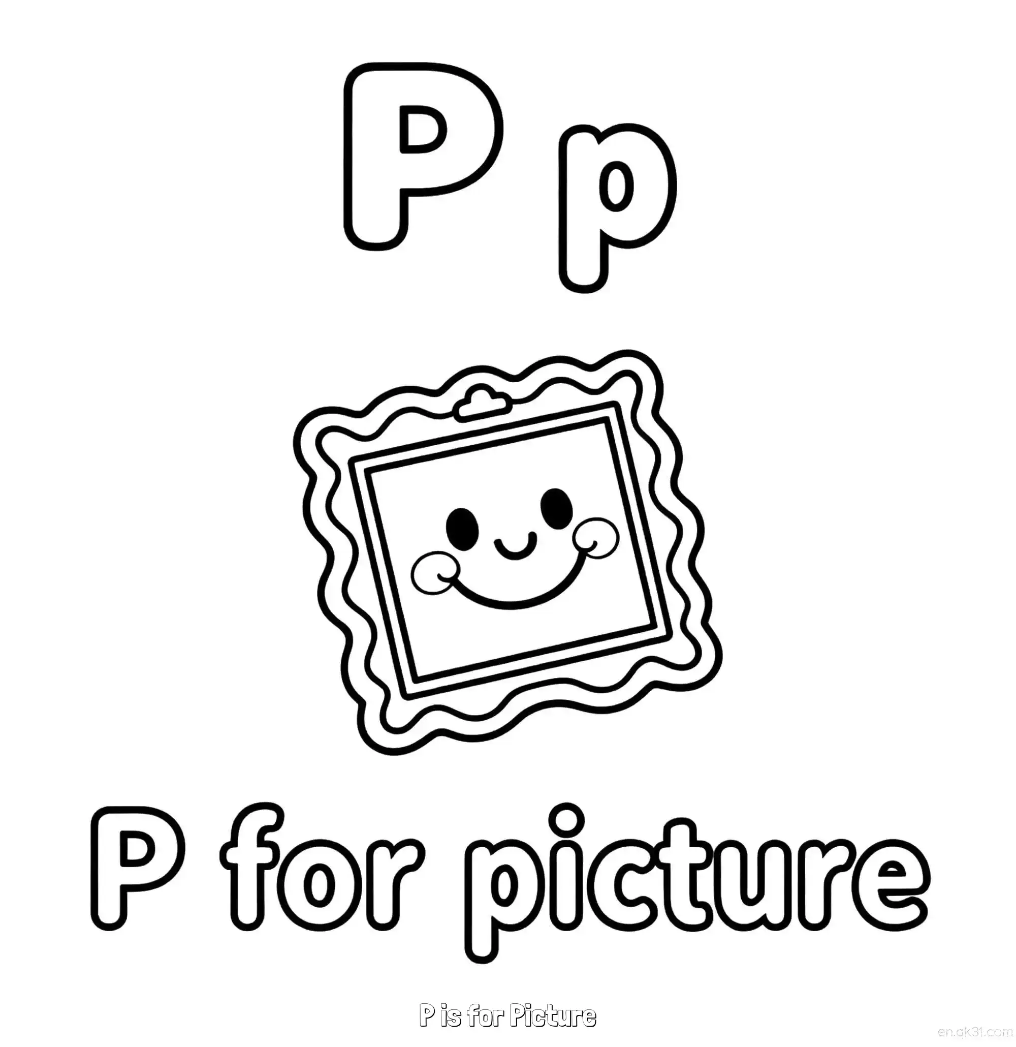 免费 P代表图画 简笔画 素描 涂鸦 - 免费可打印认识英文字母 下载PDF 简笔画涂色页
