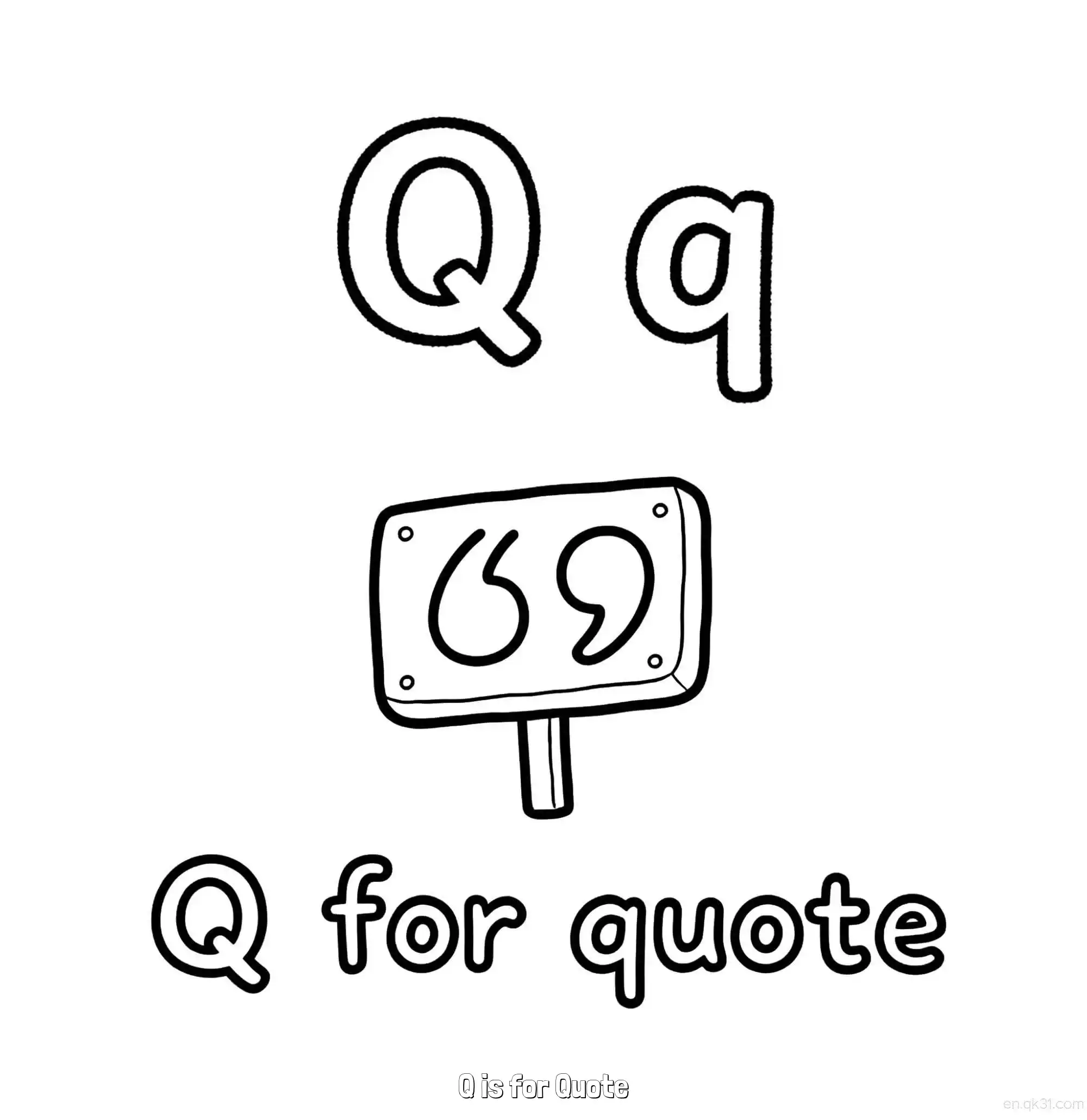 免费 Q代表引用 简笔画 素描 涂鸦 - 免费可打印认识英文字母 下载PDF 简笔画涂色页