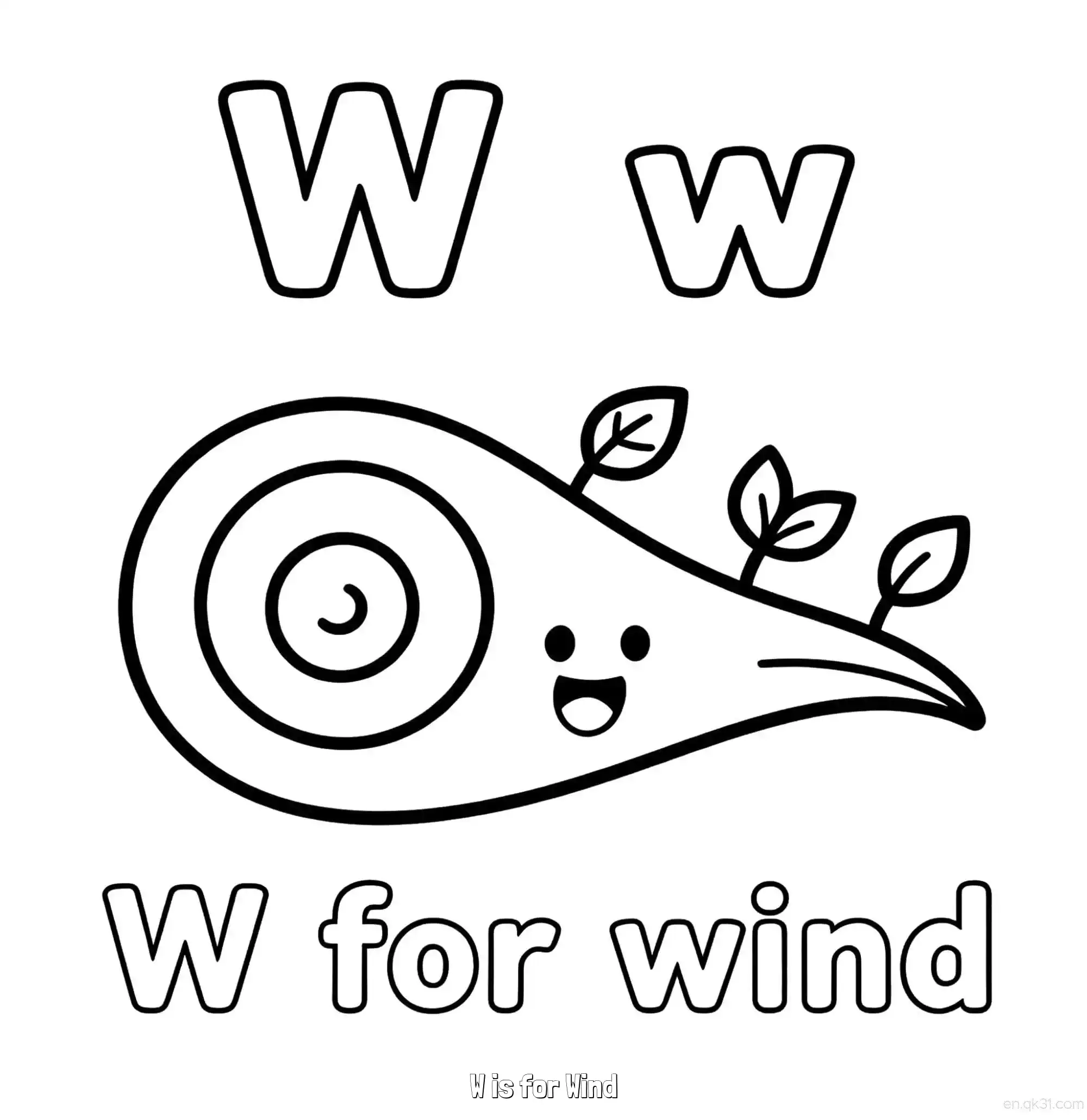 免费 W代表风 简笔画 素描 涂鸦 - 免费可打印认识英文字母 下载PDF 简笔画涂色页