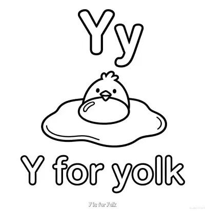 Y代表蛋黄 简笔画 素描 涂鸦 - 免费可打印认识英文字母 下载PDF – 免费可打印简笔画涂色画