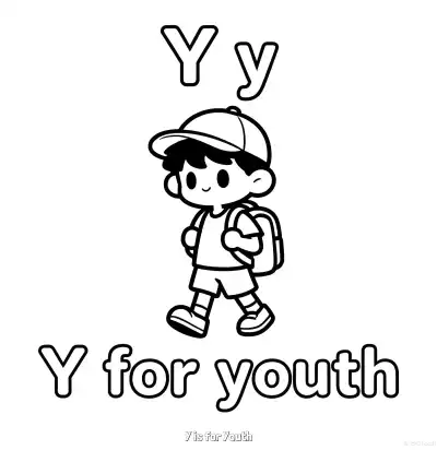 Y代表青春 简笔画 素描 涂鸦 - 免费可打印认识英文字母 下载PDF – 免费可打印简笔画涂色画