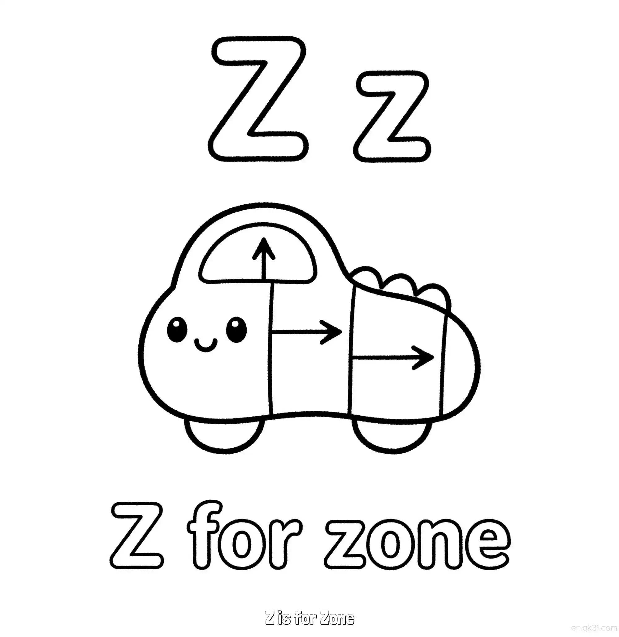 免费 Z代表区域 简笔画 素描 涂鸦 - 免费可打印认识英文字母 下载PDF 简笔画涂色页
