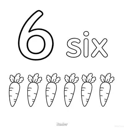 数字6 简笔画 素描 涂鸦 - 免费可打印数字涂色画 下载PDF – 免费可打印简笔画涂色画