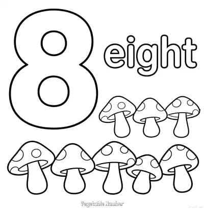 蔬菜数字8 简笔画 素描 涂鸦 - 免费可打印数字涂色画 下载PDF – 免费可打印简笔画涂色画