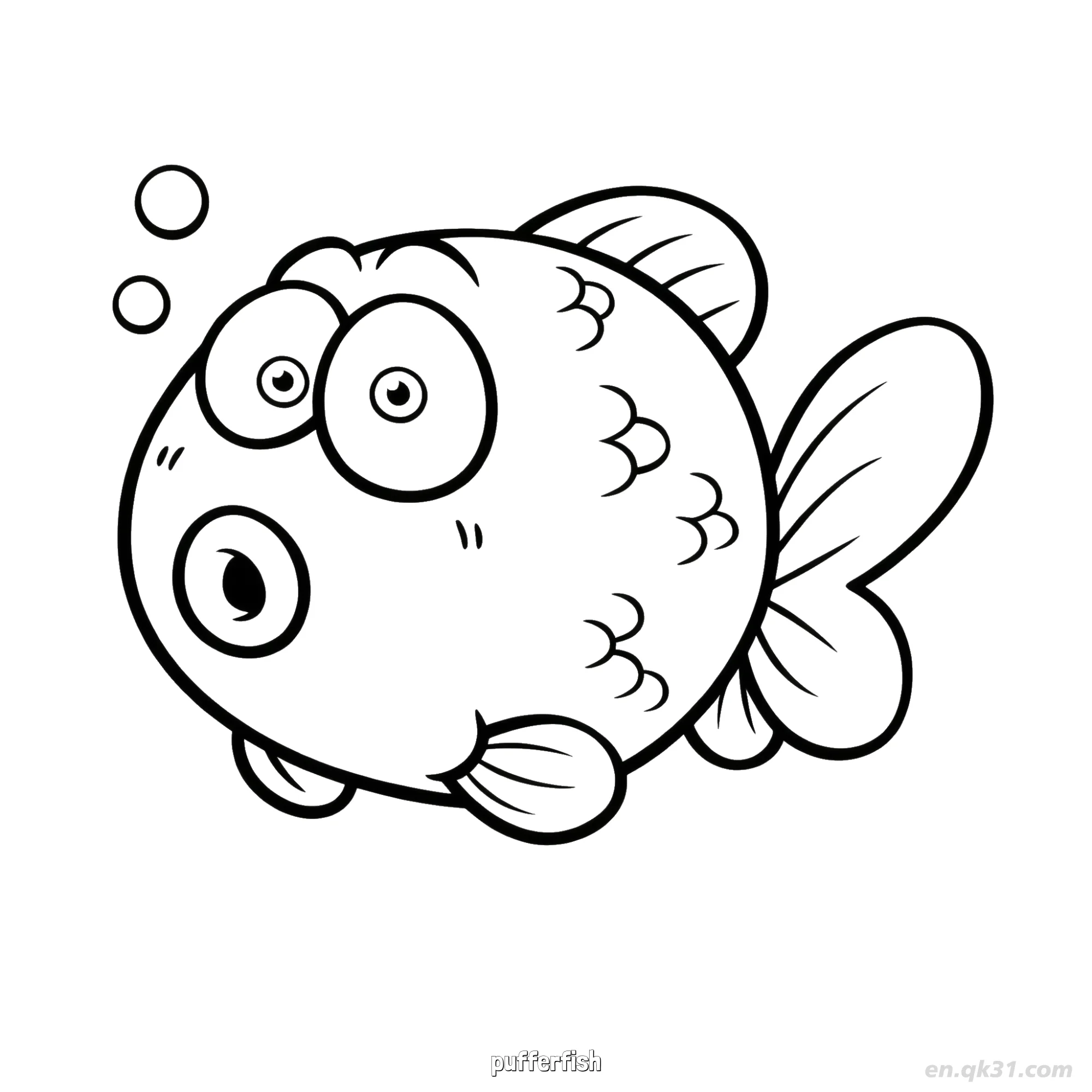 免费 大眼睛河豚涂色页  简笔画涂色页