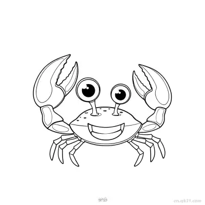 快乐沙滩蟹涂色页  – 免费可打印简笔画涂色画