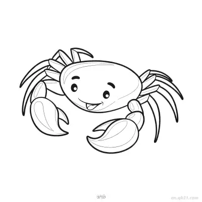 快乐圆身螃蟹涂色页  – 免费可打印简笔画涂色画