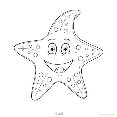 快乐海星涂色页  – 免费可打印简笔画涂色画