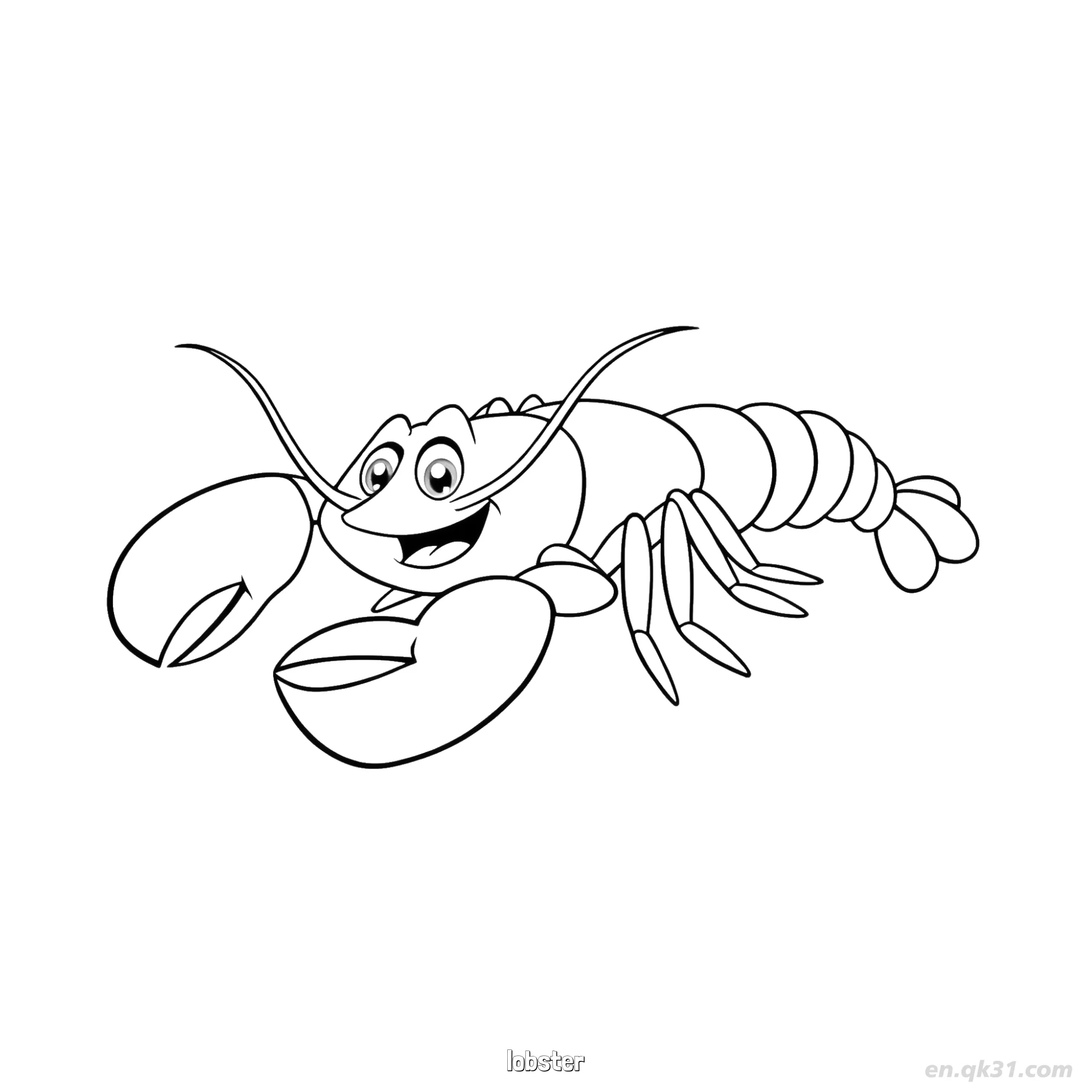 免费 快乐招手龙虾活动页  简笔画涂色页