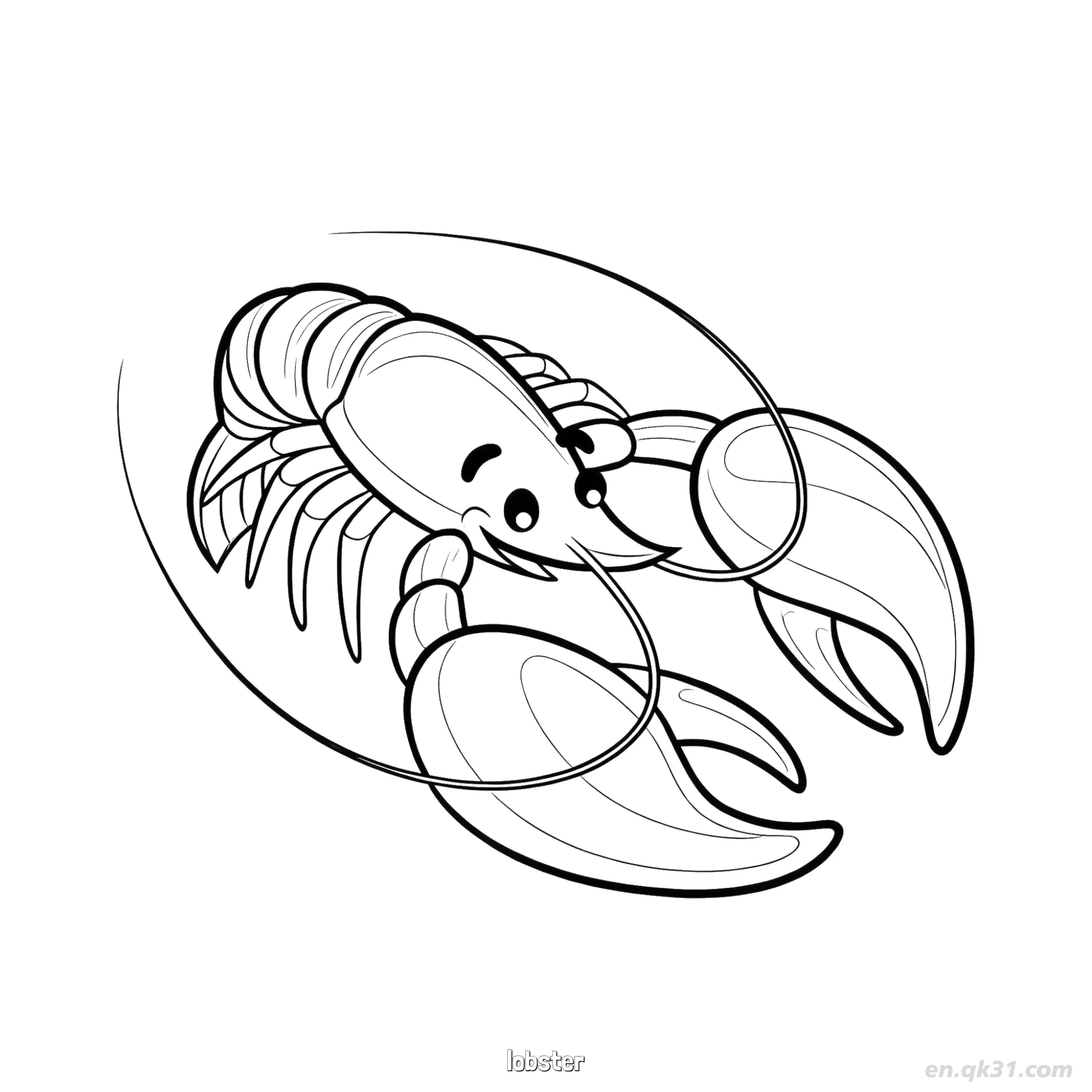 免费 蜷身眨眼龙虾图画  简笔画涂色页