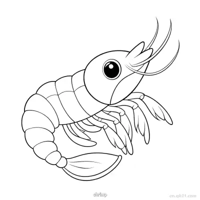 可爱卡通虾涂色页  – 免费可打印简笔画涂色画