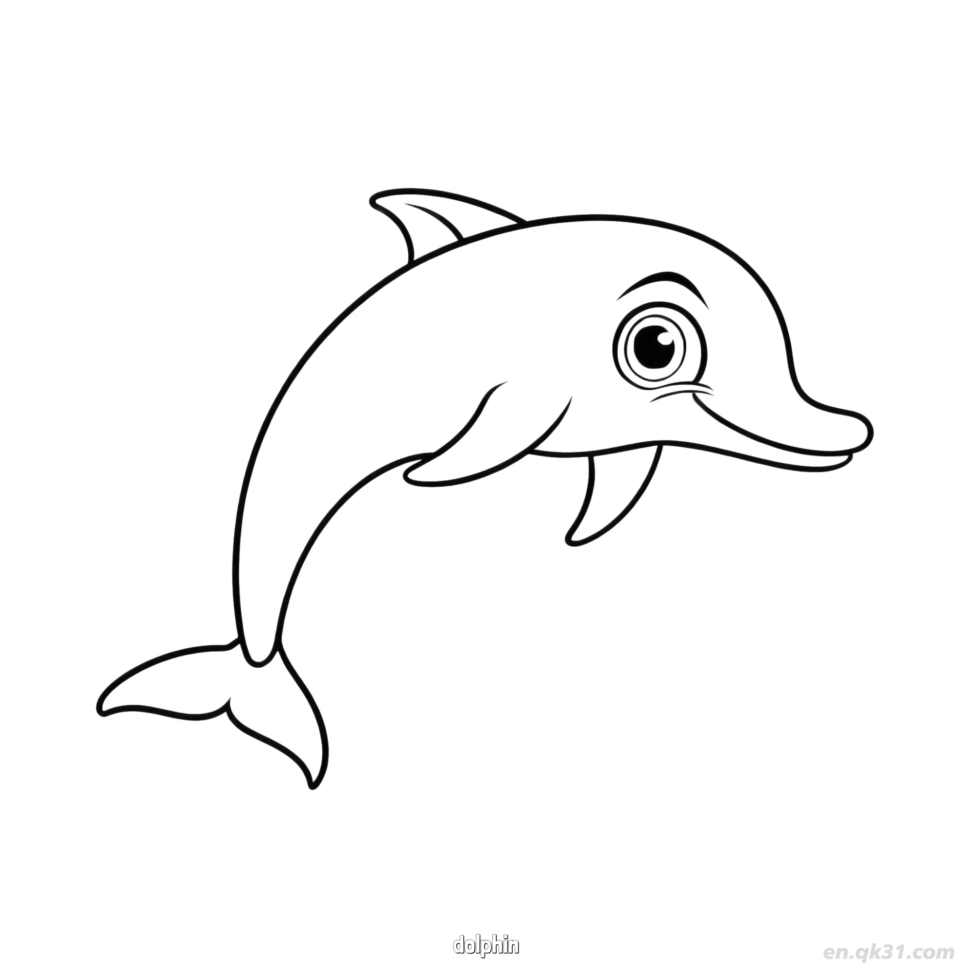 可爱大眼海豚涂色页简笔画涂色画 – 为儿童和成人提供的免费可打印简笔画涂色画