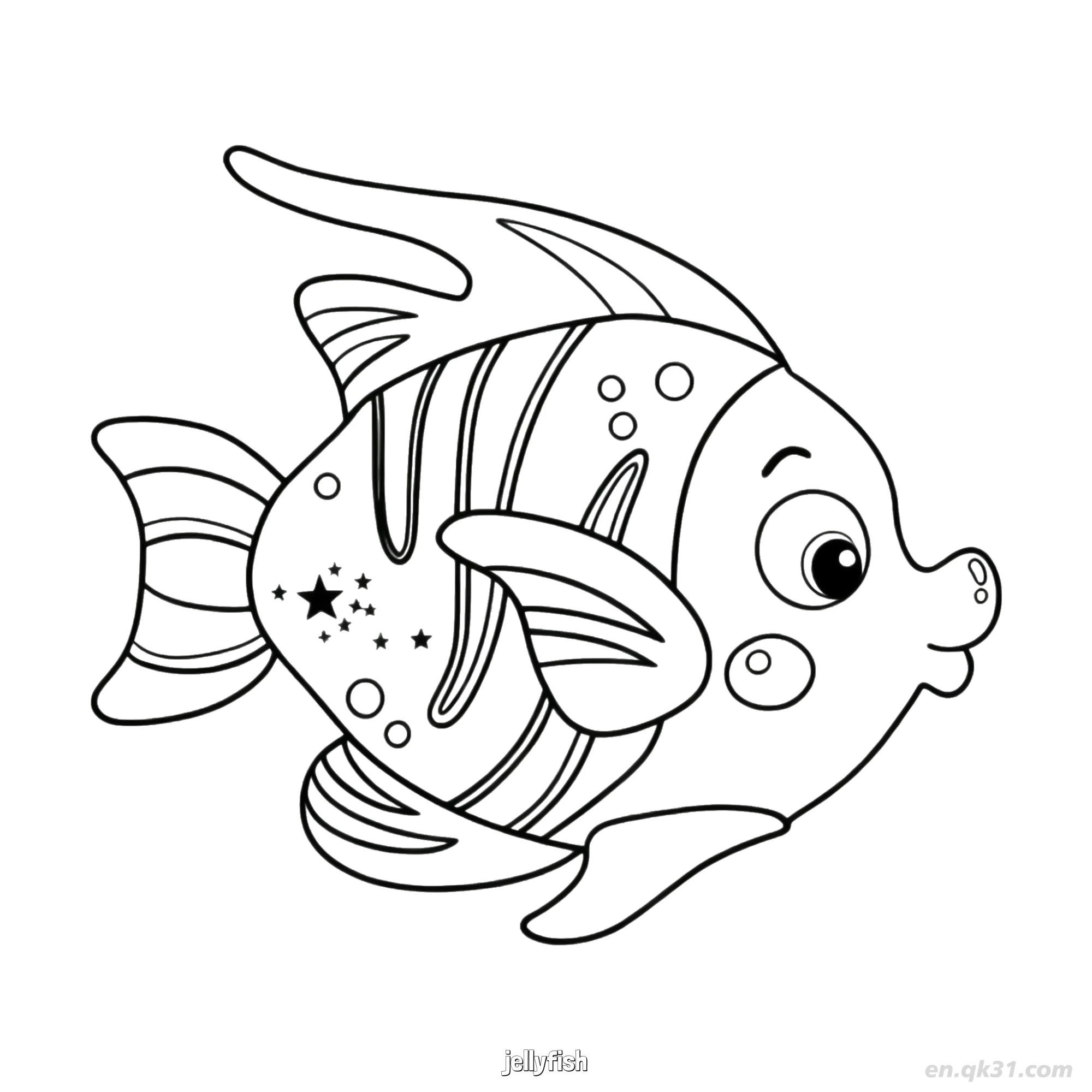 免费 可爱简单钟形水母涂色页  简笔画涂色页