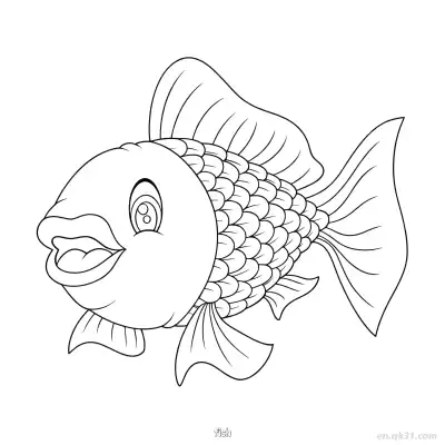 细节鳞片鱼涂色页  – 免费可打印简笔画涂色画